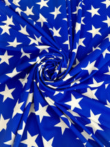 Printed Nylon Spandex Royal Blue Star Print