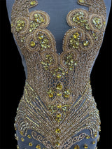 Gold Rhinestone Bodice Applique