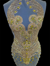 Gold Rhinestone Bodice Applique