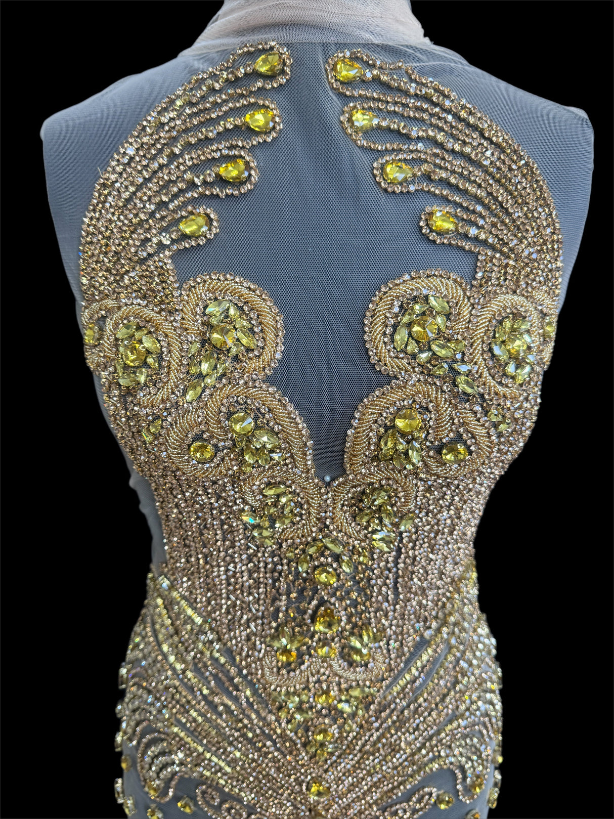 Gold Rhinestone Bodice Applique