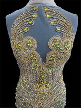 Gold Rhinestone Bodice Applique
