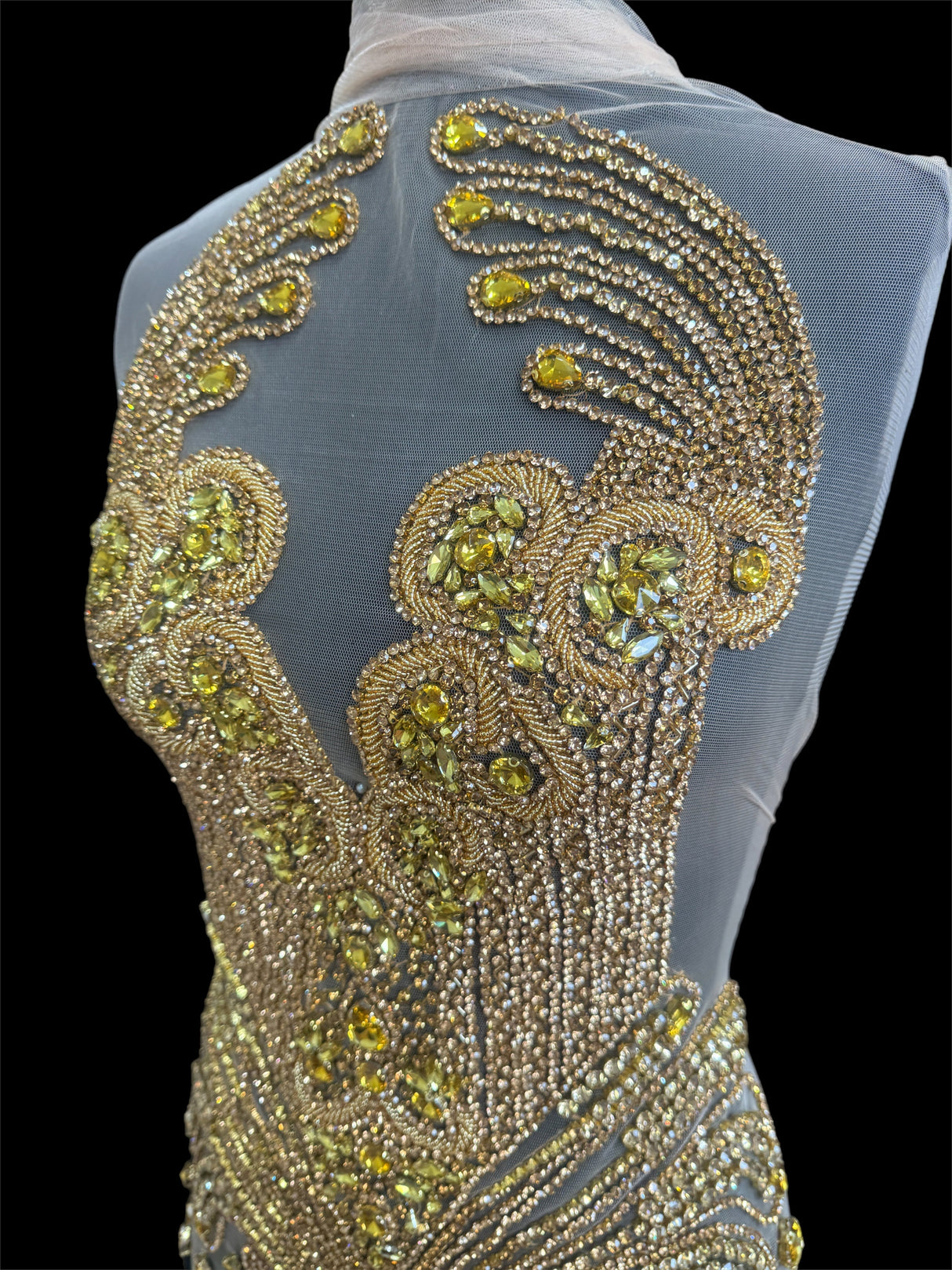 Gold Rhinestone Bodice Applique