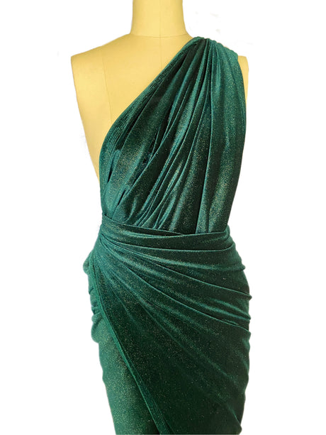 Shimmer Stretch Velvet Hunter Green