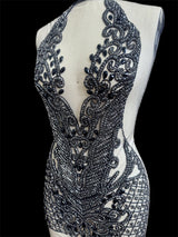 Black Rhinestone Bodice Applique
