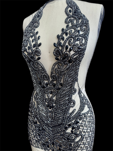 Black Rhinestone Bodice Applique