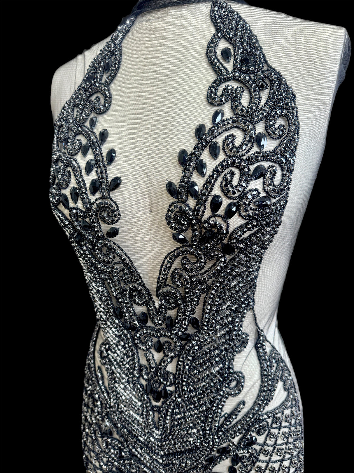 Black Rhinestone Bodice Applique