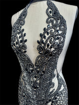 Black Rhinestone Bodice Applique