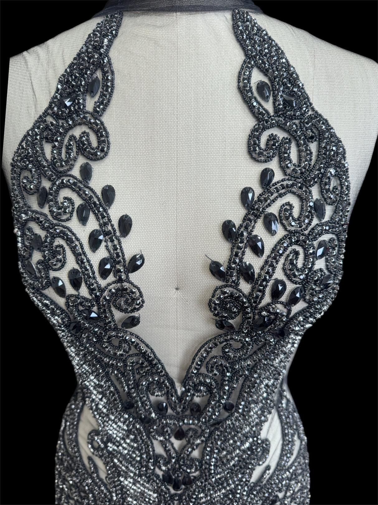 Black Rhinestone Bodice Applique