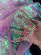 Iridescent Crushed Organza Hot Pink