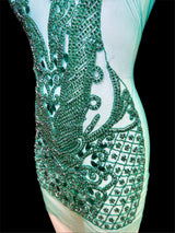 Emerald Green Rhinestone Bodice Applique