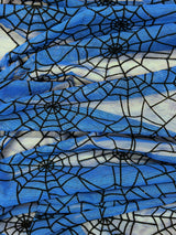 Blue Spider Print Mesh Fabric - Blue Spider Print, 1 Yard