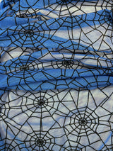 Blue Spider Print Mesh Fabric - Blue Spider Print, 1 Yard