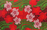 Turtles Traditional Tattoo Polyester Fabric - Floating Turtles, Hibiscus Print, 72" L x 45" W (1 Piece)