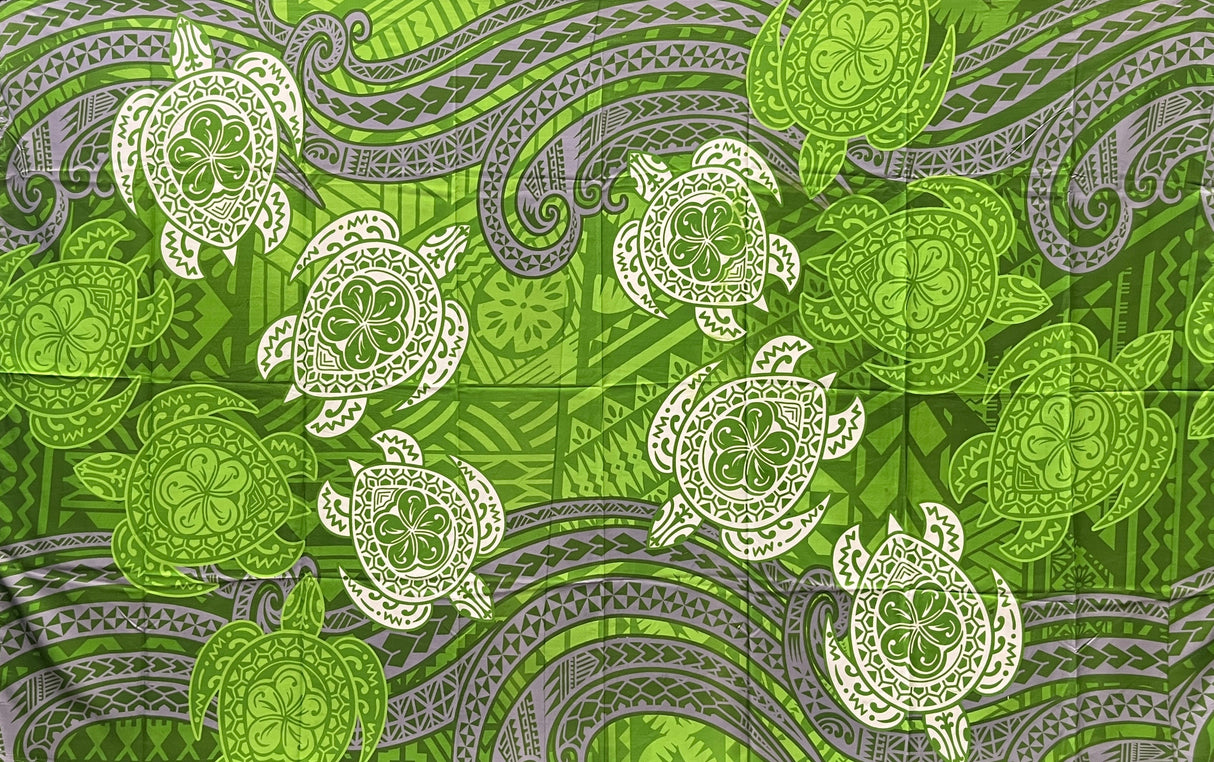 Turtles Traditional Tattoo Polyester Fabric - Floating Turtles, Hibiscus Print, 72" L x 45" W (1 Piece)