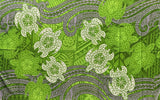 Turtles Traditional Tattoo Polyester Fabric - Floating Turtles, Hibiscus Print, 72" L x 45" W (1 Piece)