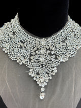 Silver Rhinestone Necklace Applique