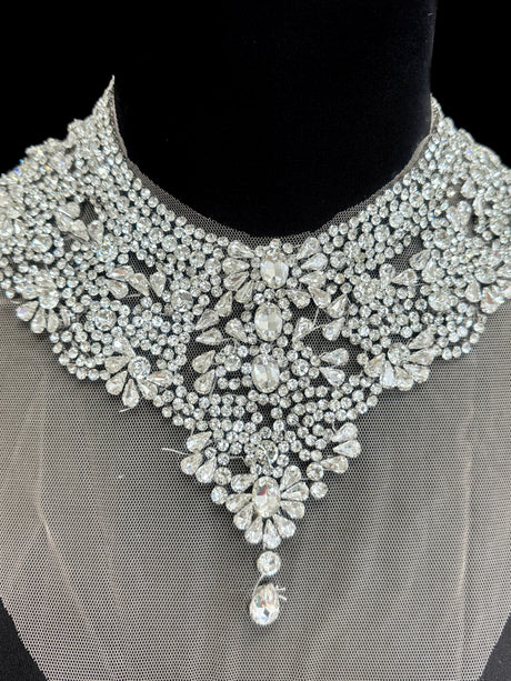 Silver Rhinestone Necklace Applique