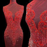 Red Rhinestone Bodice Applique