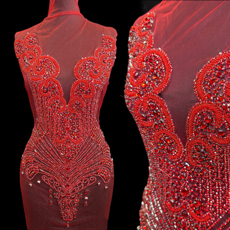 Red Rhinestone Bodice Applique
