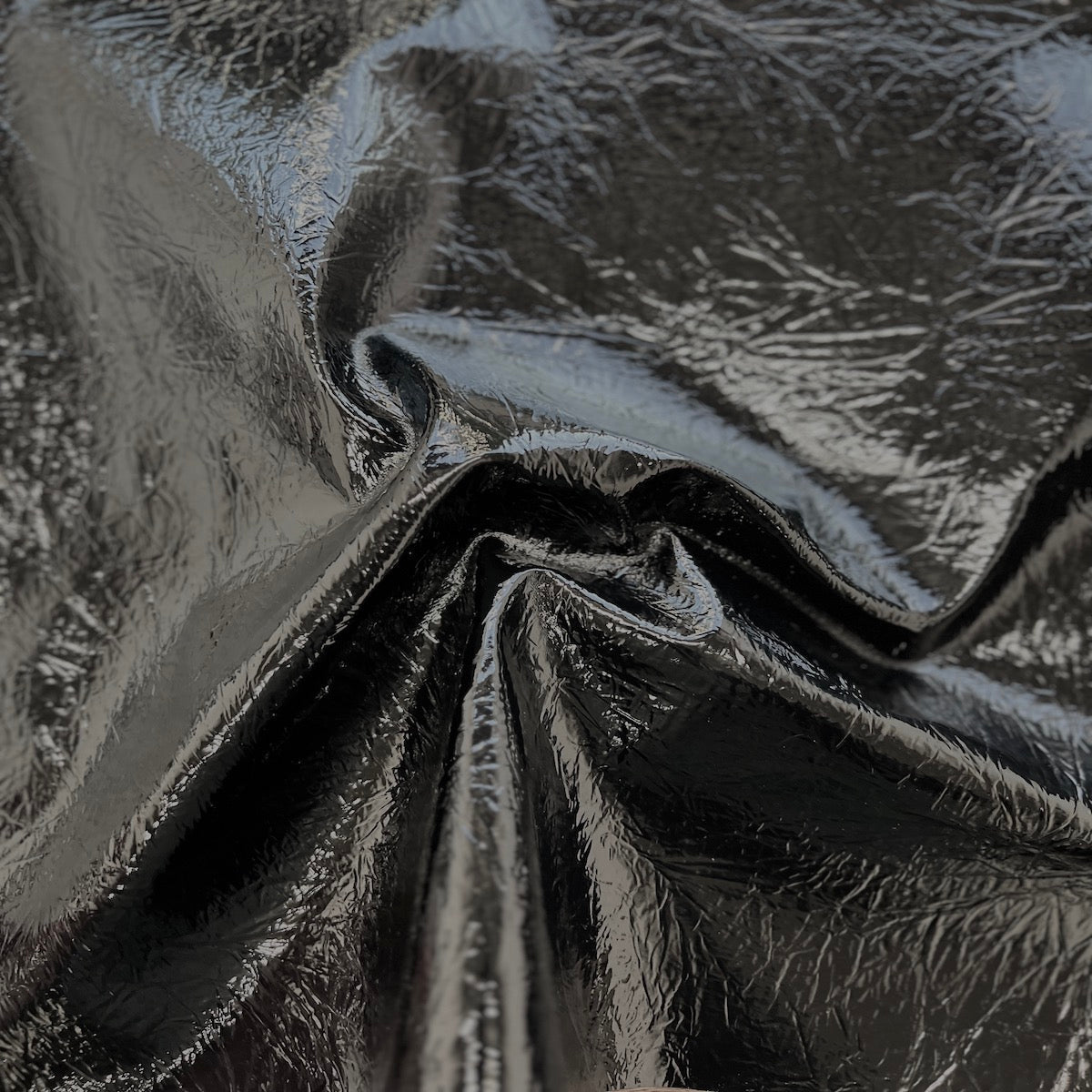 Chrome Mirror Reflective Vinyl Fabric Crushed Distressed Foil