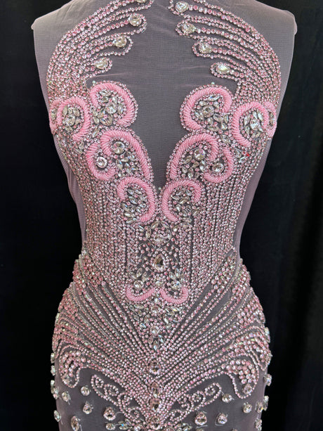 Rhinestone Bodice Applique in Baby Pink