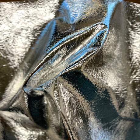 Chrome Mirror Reflective Vinyl Fabric Crushed Distressed Foil