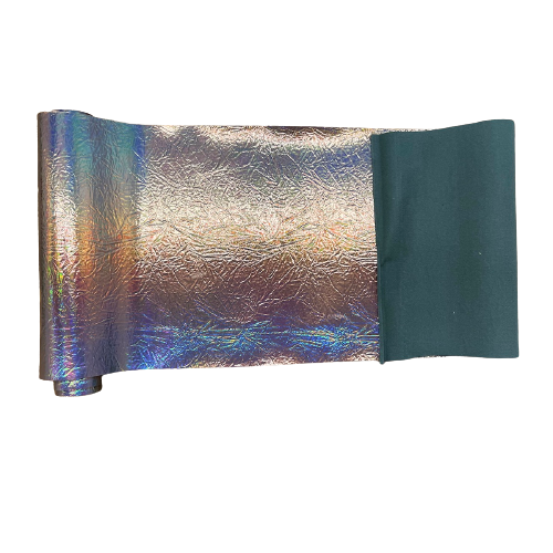 Crushed Distressed Foil Chrome Mirror Reflective Vinyl Fabric - Vinyl TPU, Crushed Distressed Foil, 54" Width (1 Yard)