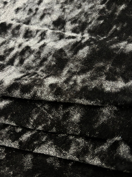 Black Crushed Velvet Fabric - Black, Crushed, 36" X 60" (1 Yard)
