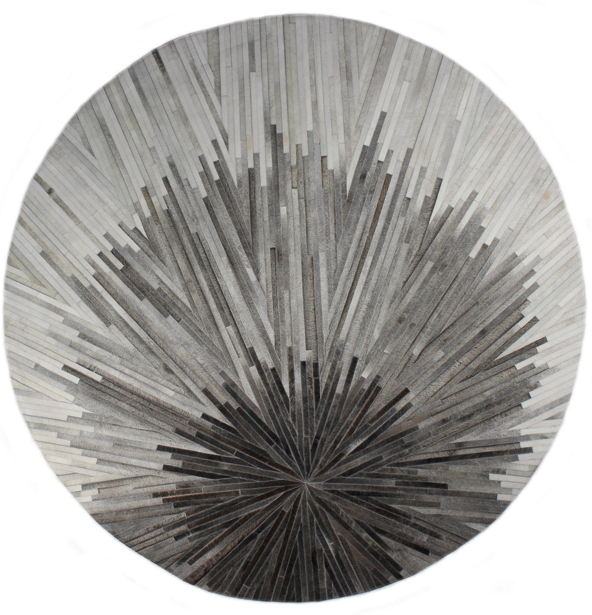 Leather Patchwork Cowhide Area Rug - Patchwork Cowhide Fabric, White/Brown, 5' X 7', 8' X 8' Round, 8' X 10', 9' X 12' (1 Unit)