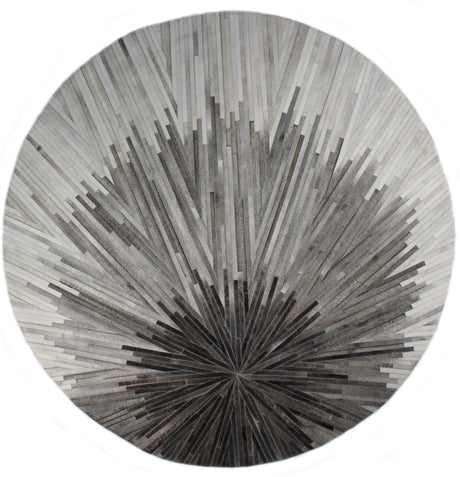 Leather Patchwork Cowhide Area Rug - Patchwork Cowhide Fabric, White/Brown, 5' X 7', 8' X 8' Round, 8' X 10', 9' X 12' (1 Unit)