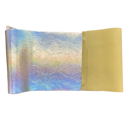 Chrome Mirror Reflective Vinyl Fabric Crushed Distressed Foil
