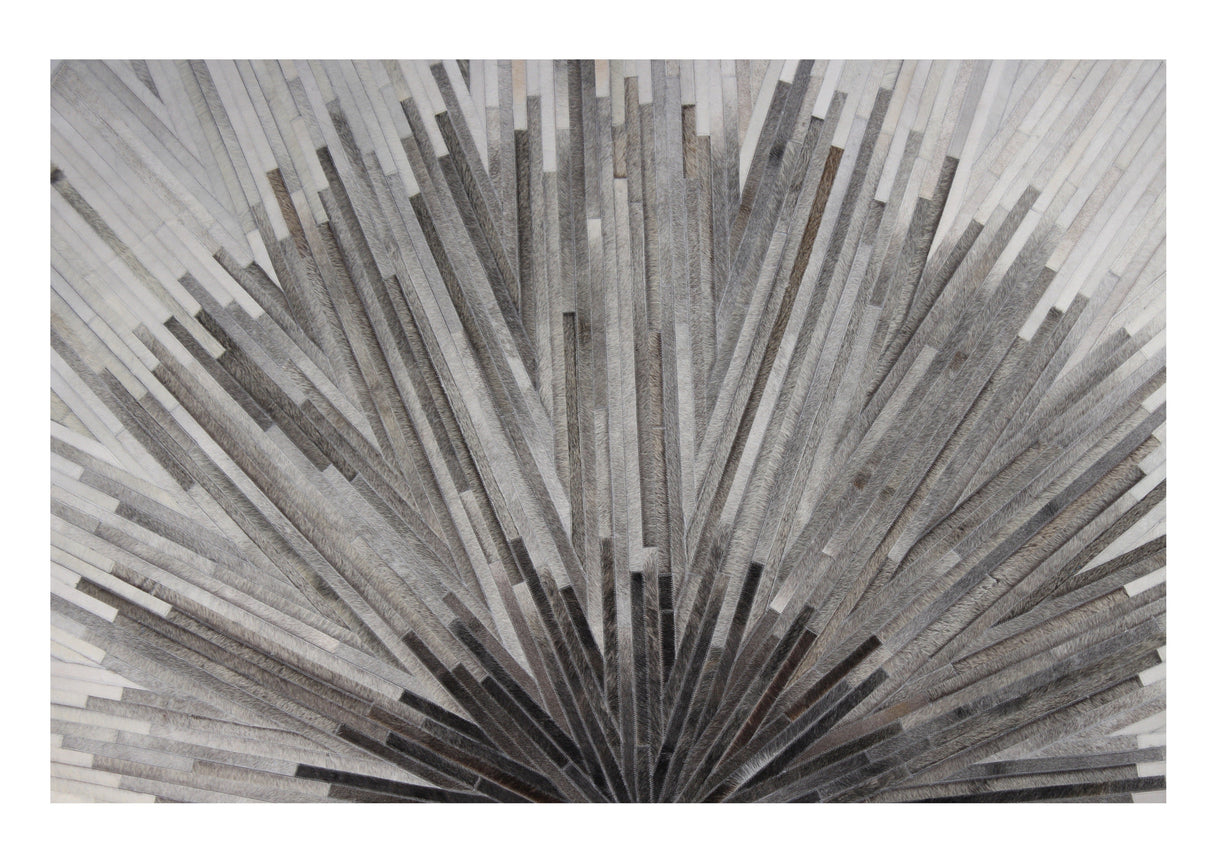 Leather Patchwork Cowhide Area Rug - Patchwork Cowhide Fabric, White/Brown, 5' X 7', 8' X 8' Round, 8' X 10', 9' X 12' (1 Unit)