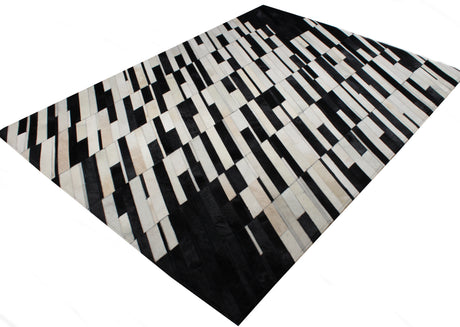 Patchwork Cowhide Area Rug - Black White Patchwork, 9' X 12" (1 Rug)