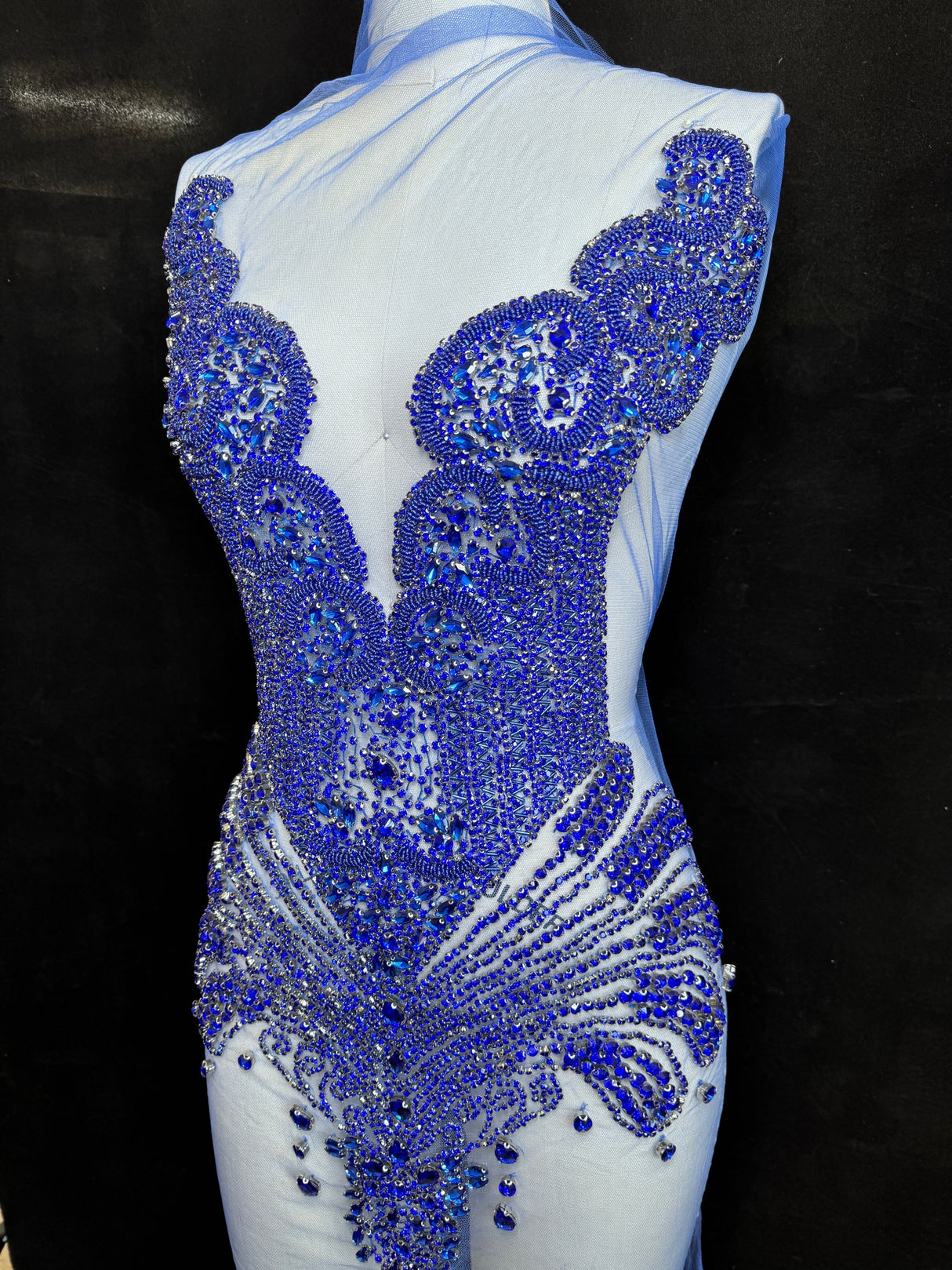 Royal Blue Rhinestone Bodice Applique