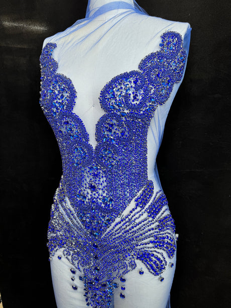 Royal Blue Rhinestone Bodice Applique