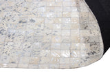 Natural Cowhide Leather Patchwork Tile Area Rug - 100 Percent Real Cowhide Fabric, Patchwork, Natural Multi Color, Handmade, Area Rug (1 Unit)