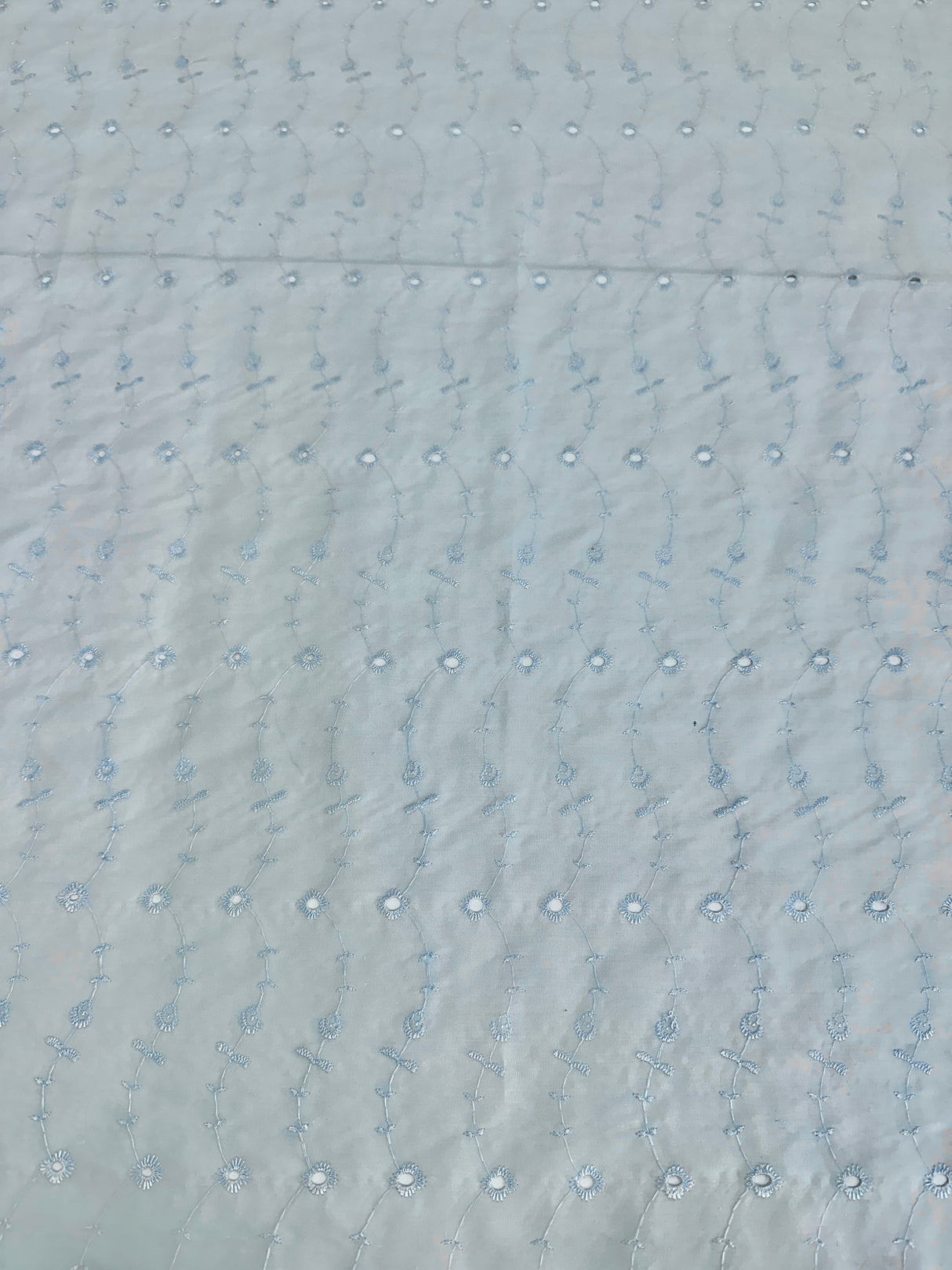 Cotton Eyelet Baby Blue Floral Embroidered