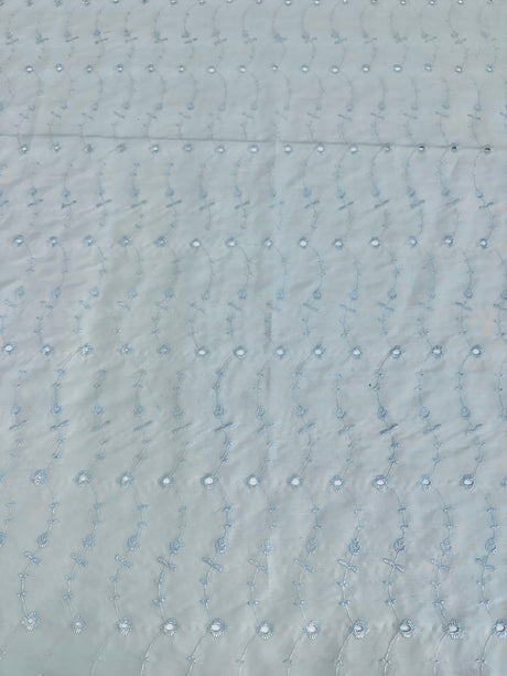 Cotton Eyelet Baby Blue Floral Embroidered