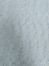 Cotton Eyelet Baby Blue Floral Embroidered