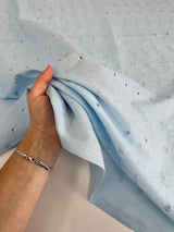 Cotton Eyelet Baby Blue Floral Embroidered