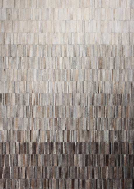 Fade Mocha White Patchwork Cowhide Fabric - Brown/White Faded, Area Rug, 5' X 7', 8' X 10', 9' X 12' (1 Unit)