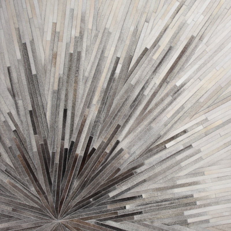 Leather Patchwork Cowhide Area Rug - Patchwork Cowhide Fabric, White/Brown, 5' X 7', 8' X 8' Round, 8' X 10', 9' X 12' (1 Unit)