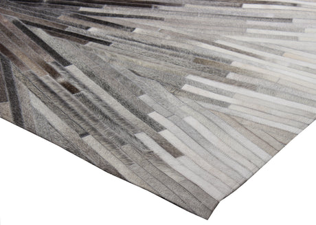 Leather Patchwork Cowhide Area Rug - Patchwork Cowhide Fabric, White/Brown, 5' X 7', 8' X 8' Round, 8' X 10', 9' X 12' (1 Unit)