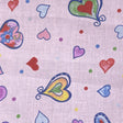 Hearts on Pink Poly Cotton Fabric,