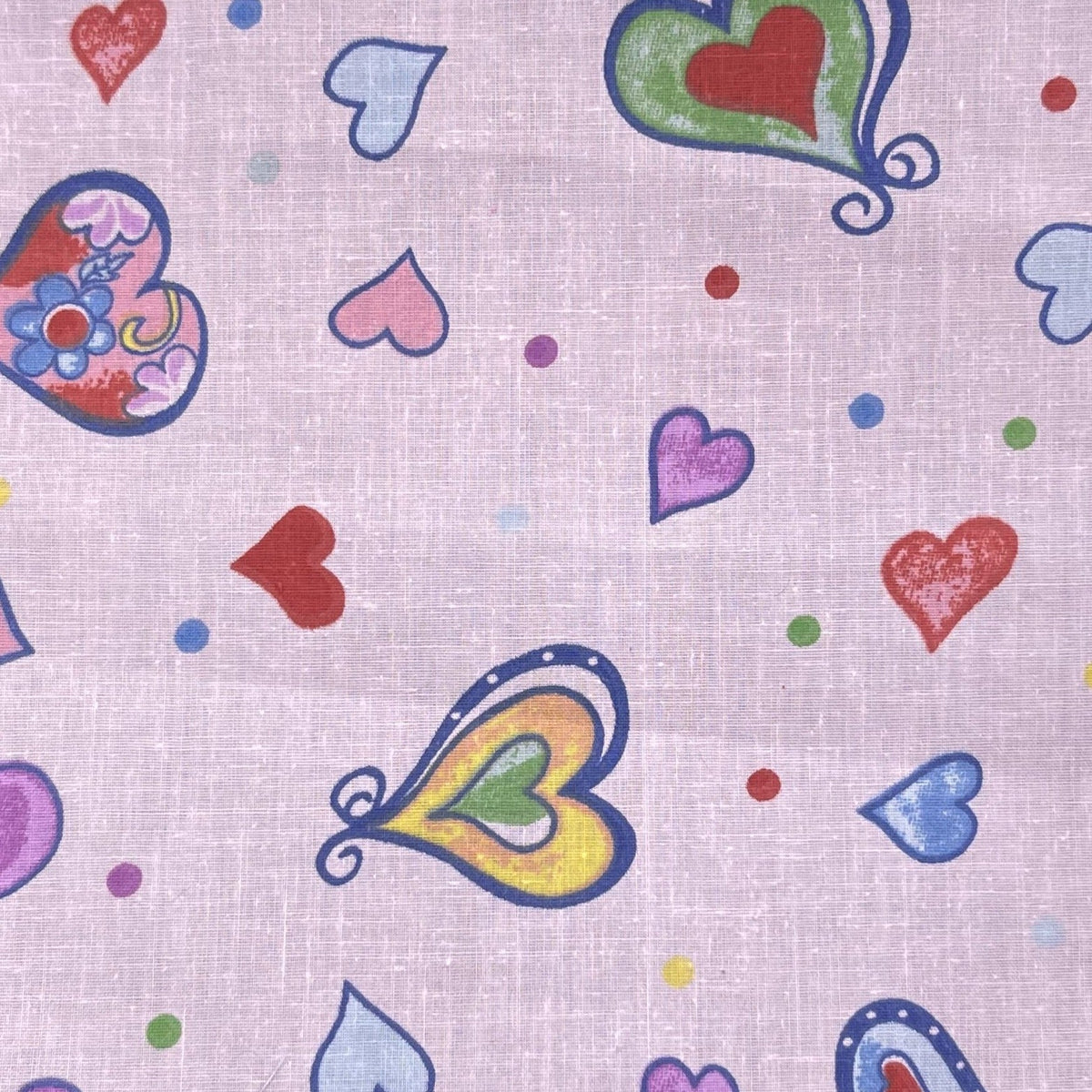 Hearts on Pink Poly Cotton Fabric,
