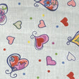 Hearts on Blue Poly Cotton Fabric,