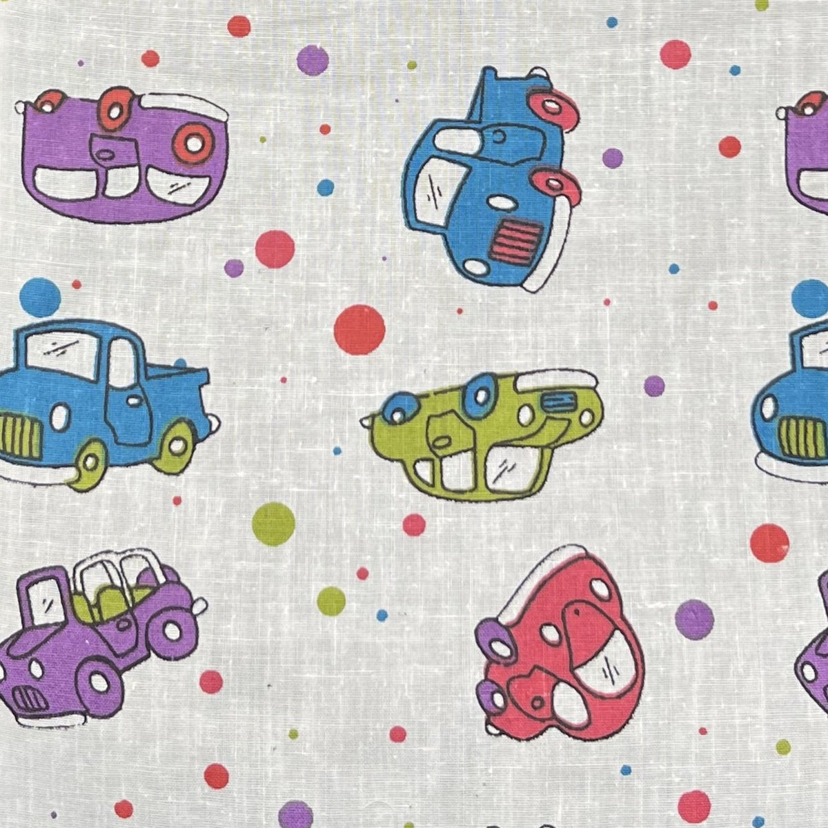 Car on White Poly Cotton Fabric,