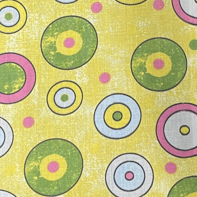 Circles on Yellow Poly Cotton Fabric,