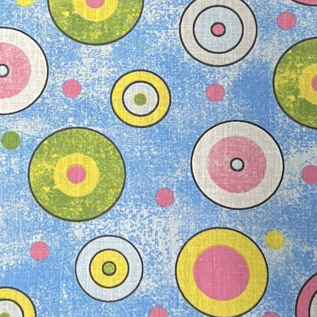 Circles on Blue Poly Cotton Fabric,