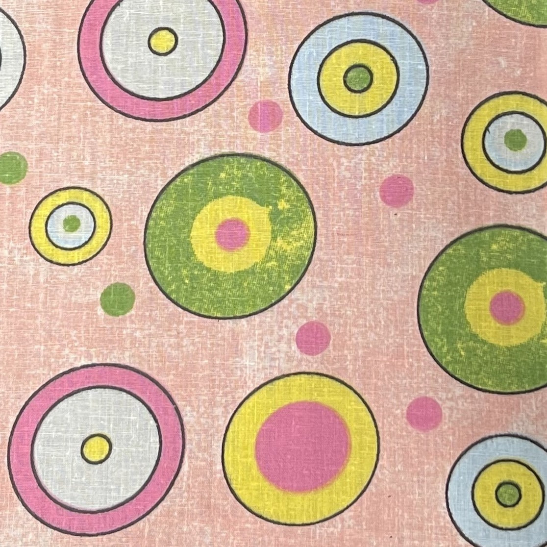 Circles on Pink Poly Cotton Fabric,